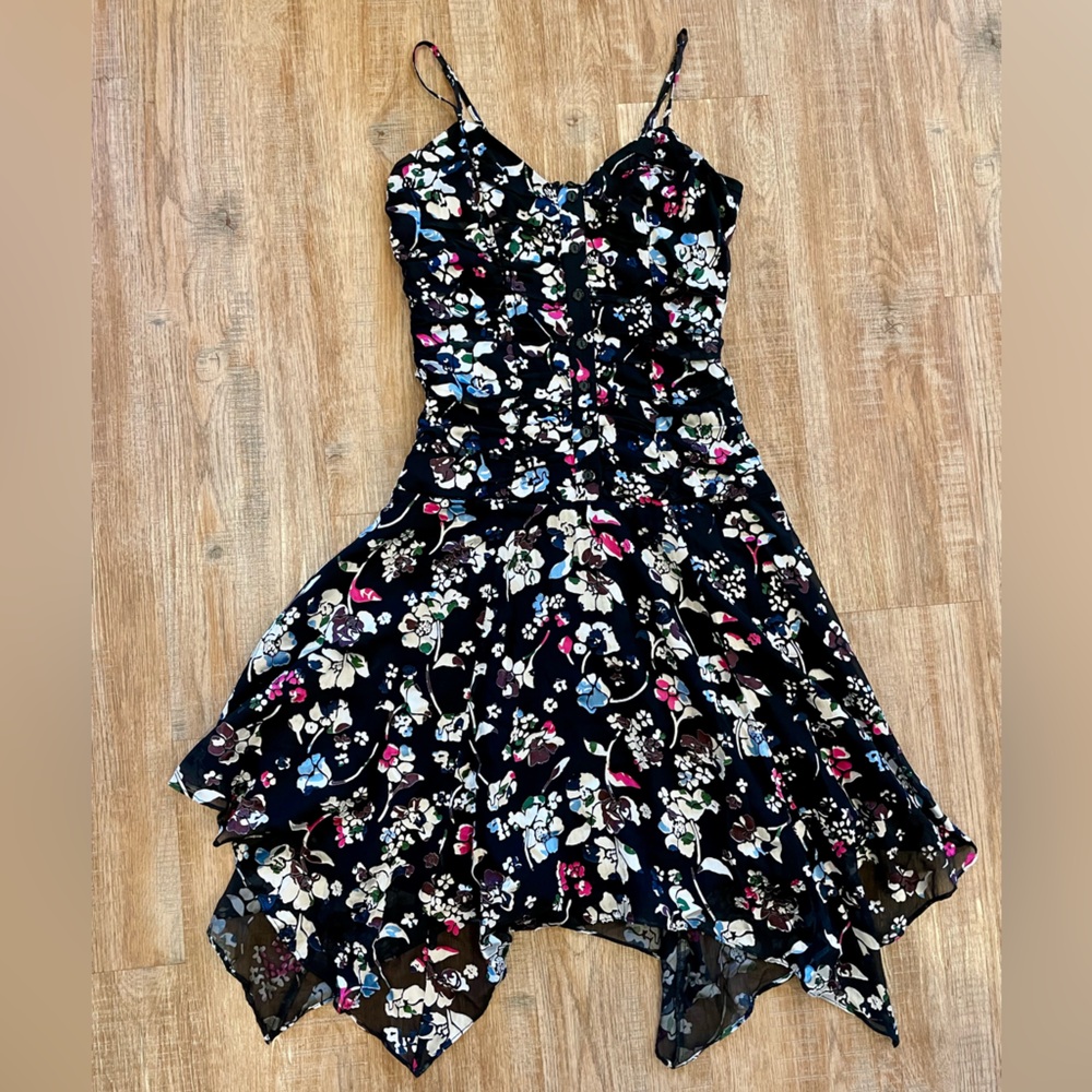 Parker "Kalina" Black Floral Velvet & Silk Dress - New w/Tags - Women's Size 4